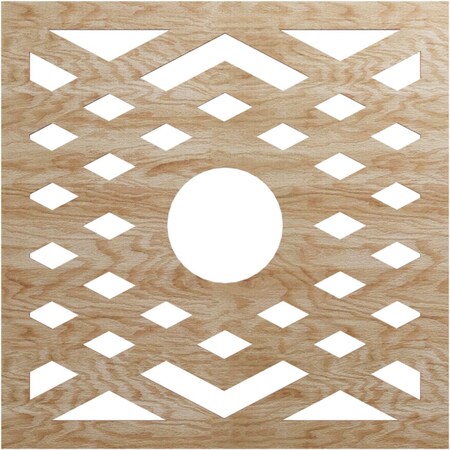 Ekena Millwork Chevron Wood Fretwork Pierced Ceiling Medallion, Red Oak, 26"OD x 6 3/4"ID x 1/4"T CMWP26X26X0250CHRO